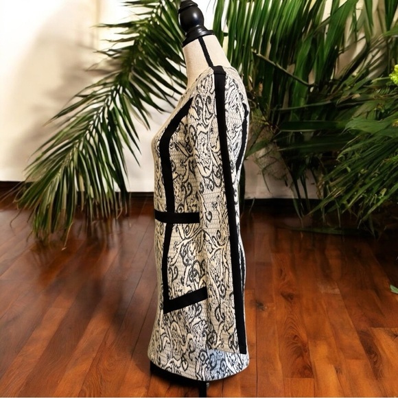 Parker Blanche Sheath Dress – Black & White Ponte Knit Jacquard – Size L - Picture 3 of 16